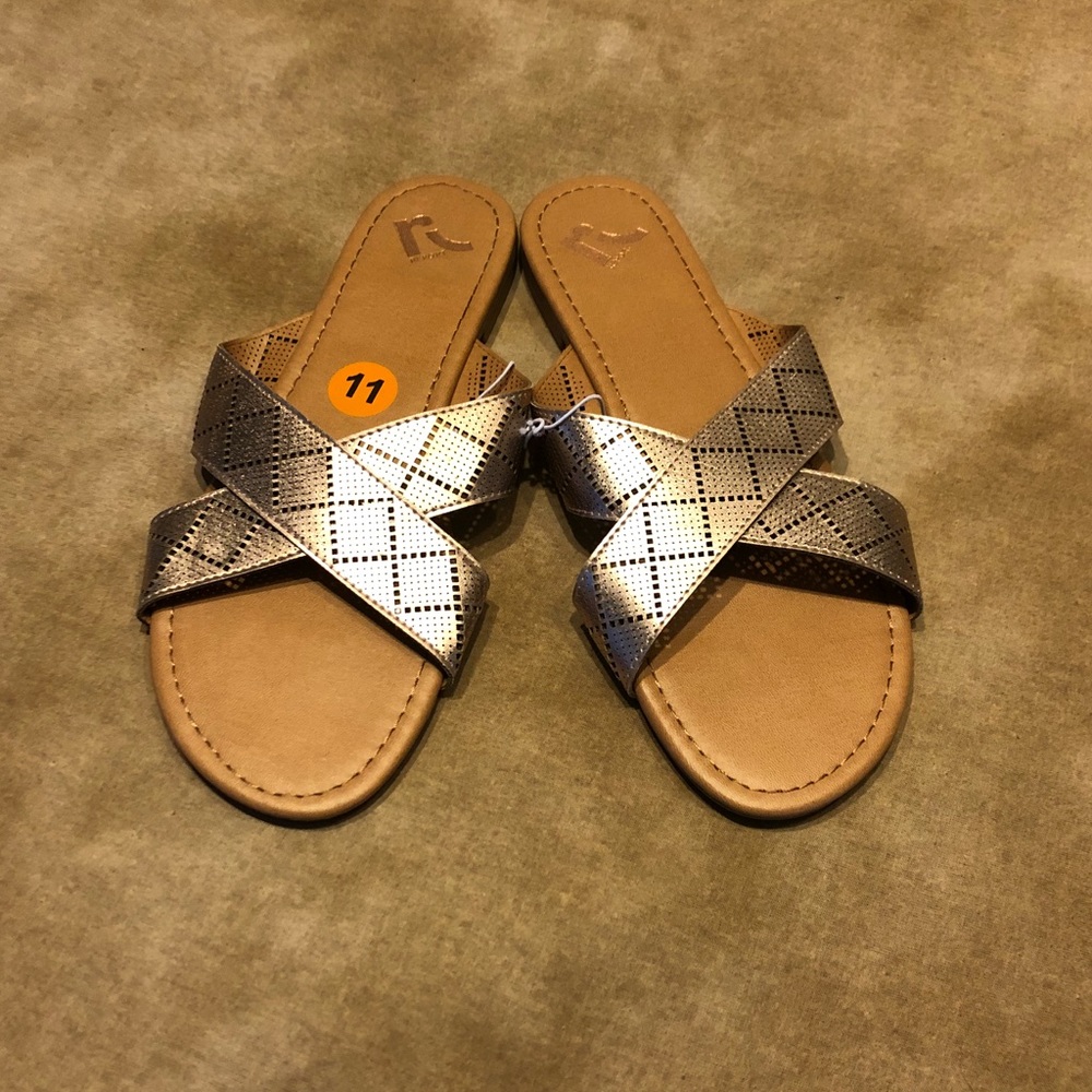 Rose Gold Slippers by Report, Size 11